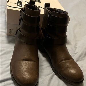 Brown Leather Ankle Boots women size 11 dark brown
